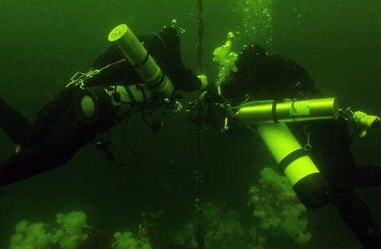 Sidemount diving on the HMCS Saskatchewan